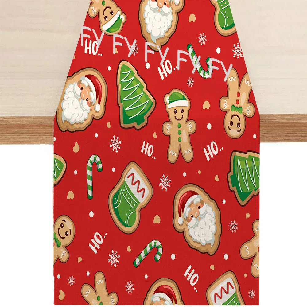 Christmas Gingerbread Man Table Runner Snowflake Home Kitchen