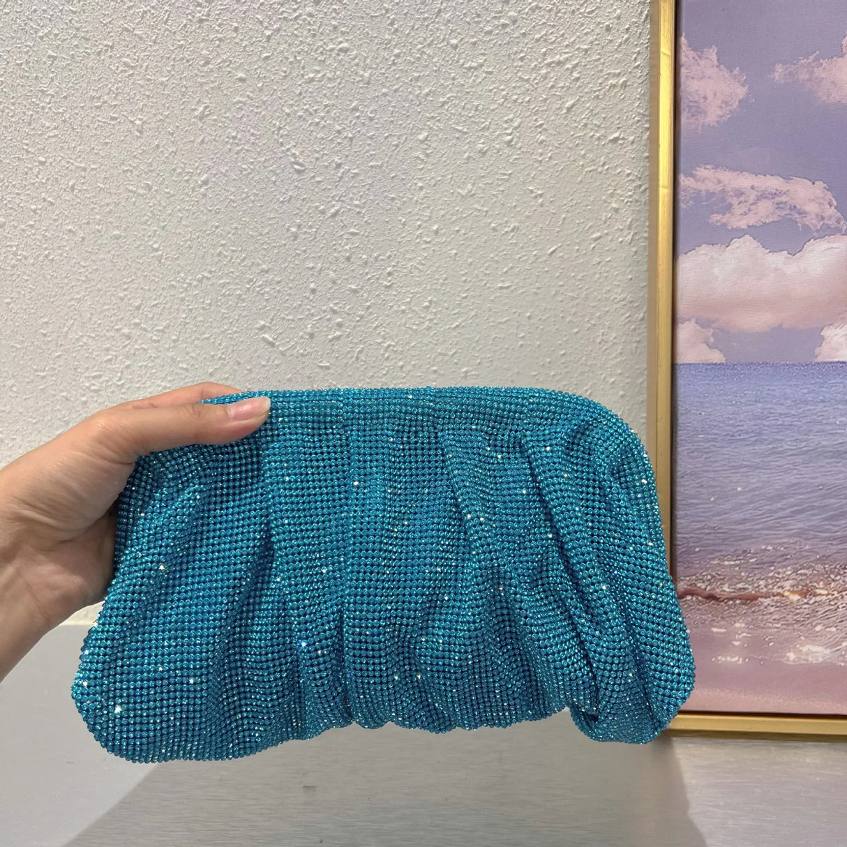 2023 Luxury Ruched Evening Clutch Bag Designer Diamonds
