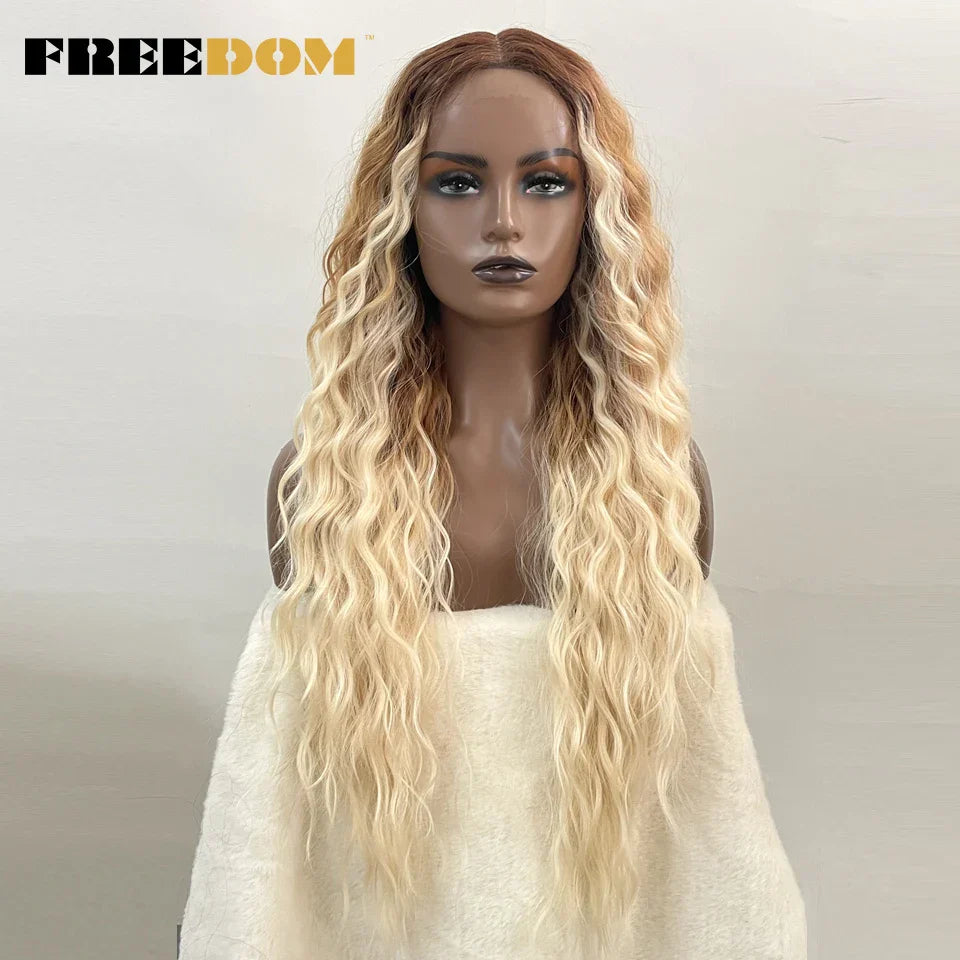 FREEDOM Synthetic Lace Wig Long Deep Wavy Ombre