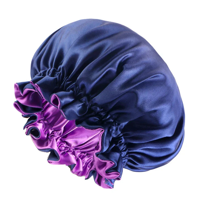 New Women Reversible Satin Bonnet Hair Caps Double