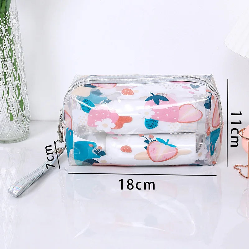 Strawberry Butterfly Fruit Print Clear Makeup Bag Fashion