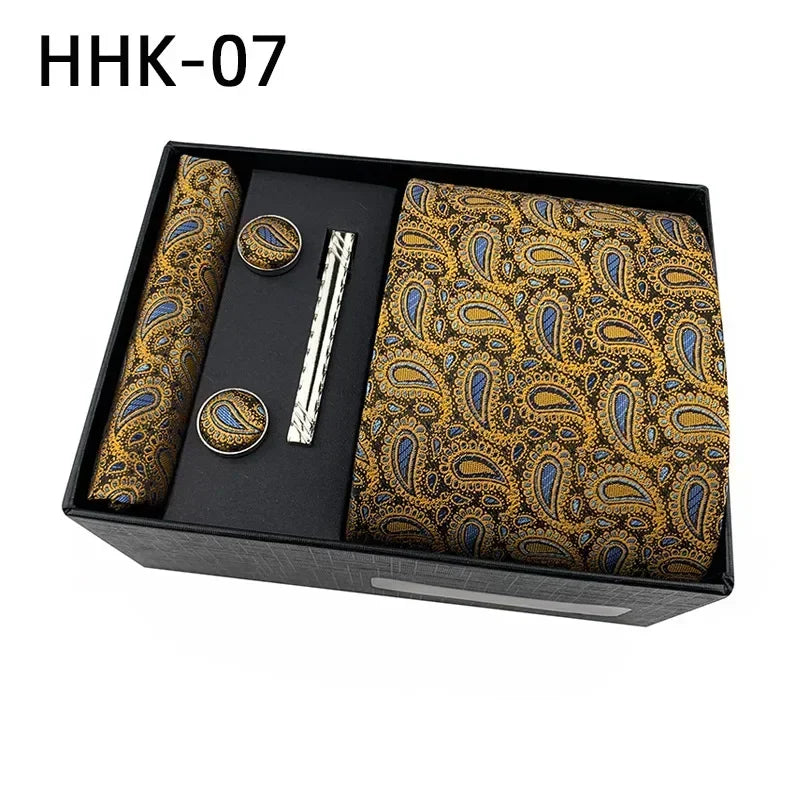 100Silk Feel Set Classic Ties for Men Kerchief
