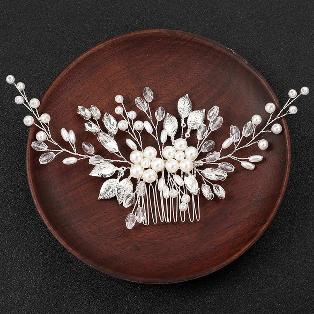 Silver Color Flower Hair Comb Clip Girls Handmade