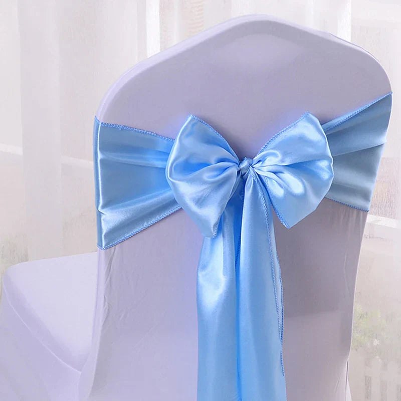 10/100pcs Satin Chair Bow Sashes Wedding Chair Knots