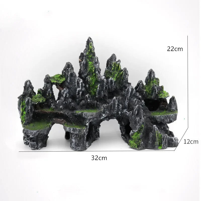 Large Resin Aquarium Fish Tank Mountain View Oranment