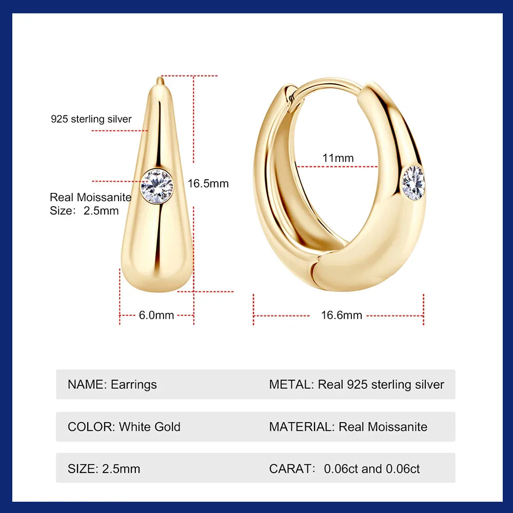 Sweetrain 2.5mm Moissanite Hoop Earrings For Women 925