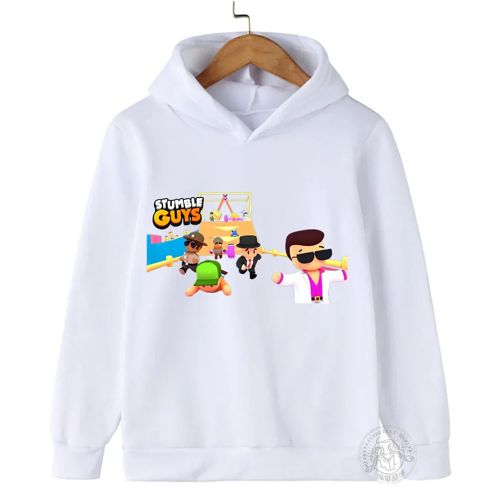 Kids Anime Stumble Guys Hooded Sweatshirts Long Sleeve