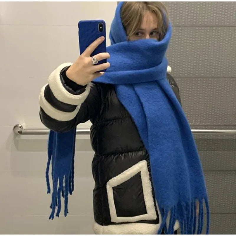 Luxury Cashmere Bright Solid Color Women Scarf Winter