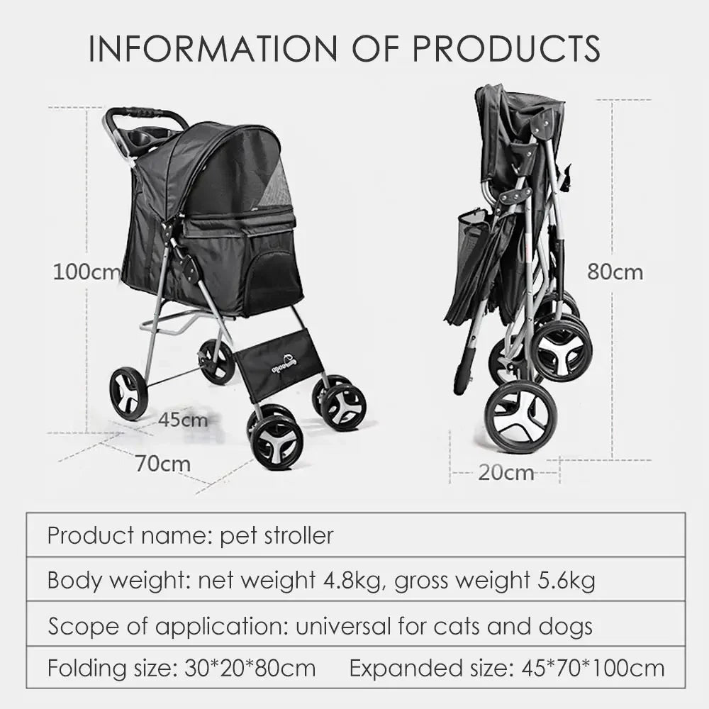 Pet Stroller Carrier For Dogs Detachable Baby Stroller