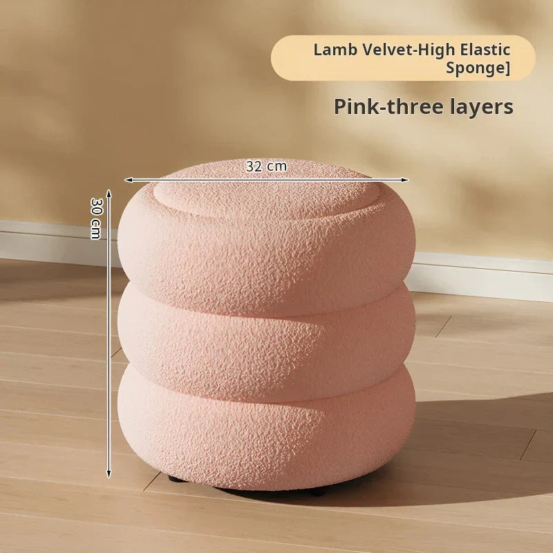 Living room Lamb wool low stool home shoe