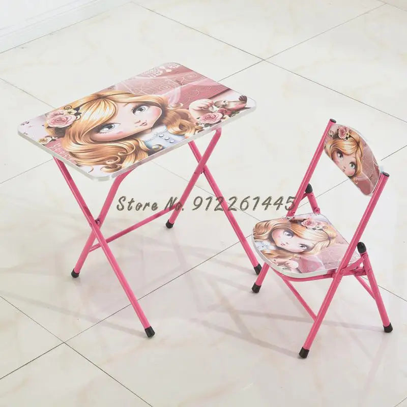 Kindergarten pupils children foldable learning tables and chairs