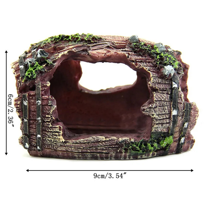 Aquarium Artificial Barrel Cave Resin Ornaments Decorations Landscaping