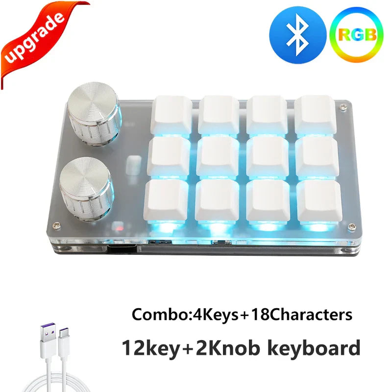 Macro Programming Keyboard Bluetooth USB Backlit 2.4G Wireless