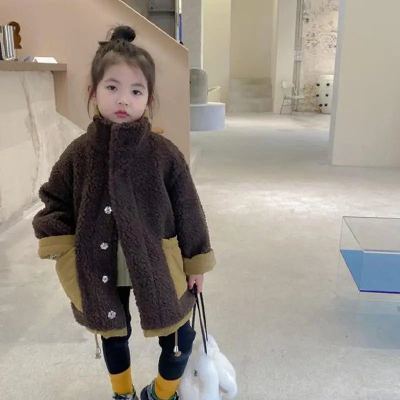 Children's Winter Children's Lamb's Wool Warm Coat Girls