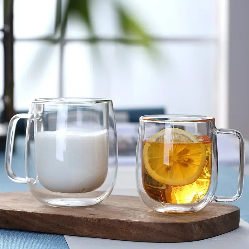Double Wall Glass Cup Heat Resistant Transparent High