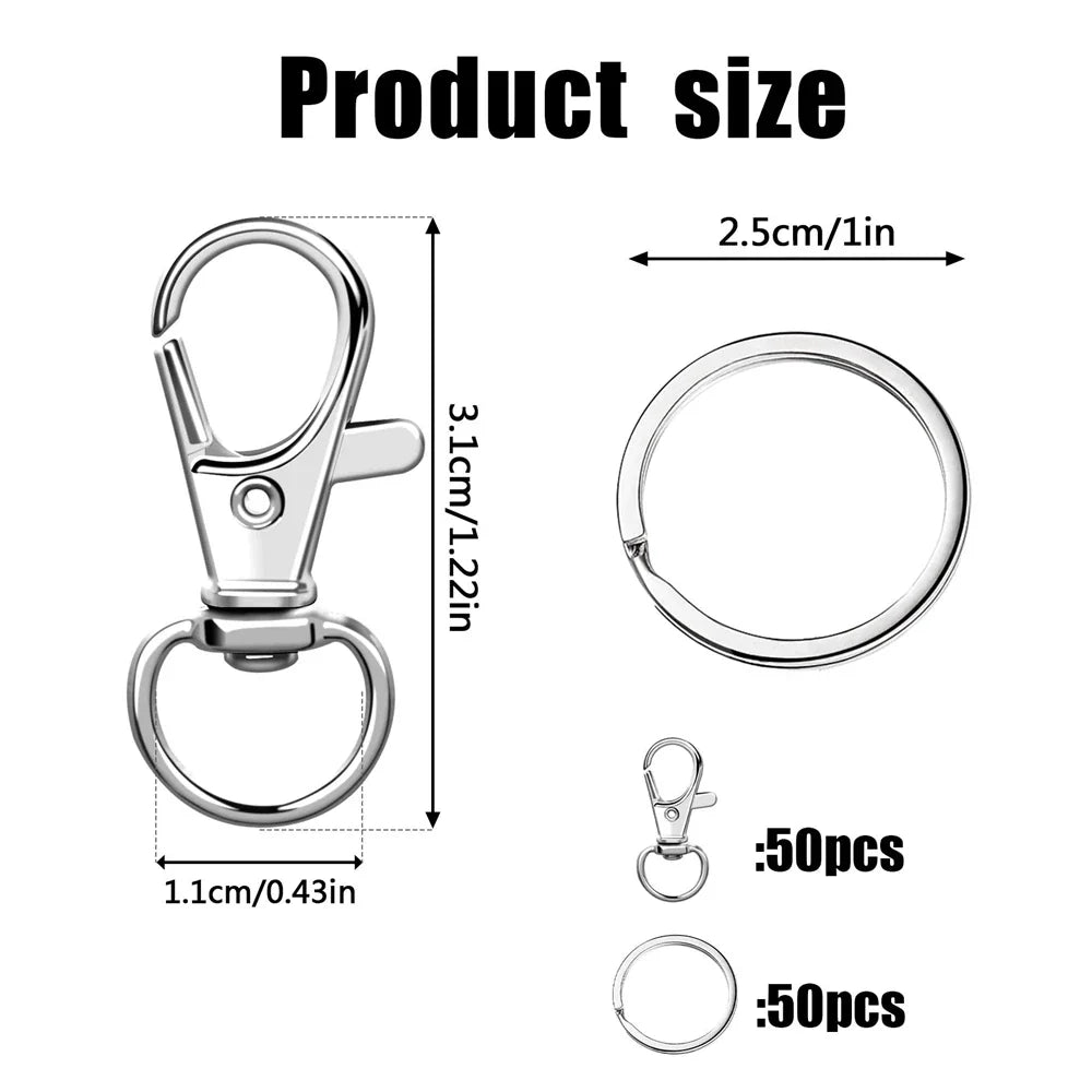 100PCS Swivel Clasps Lanyard Snap Hooks with Key