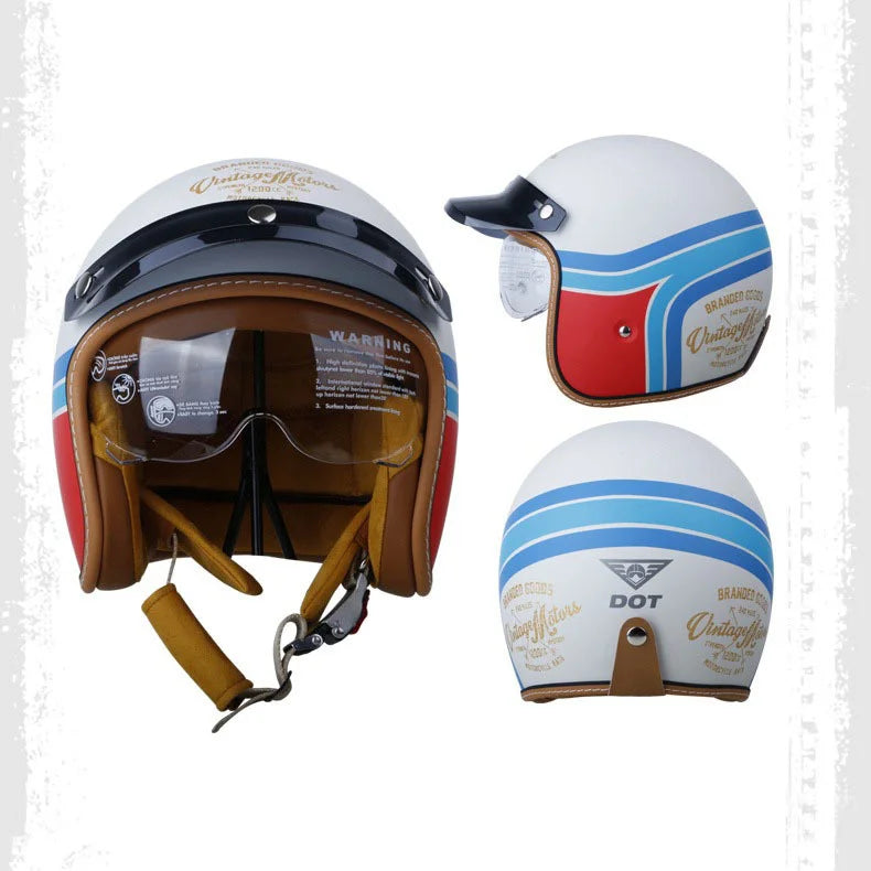 2023 Retro Open Face Motorcycle Helmet - Vintage Chopper DOT