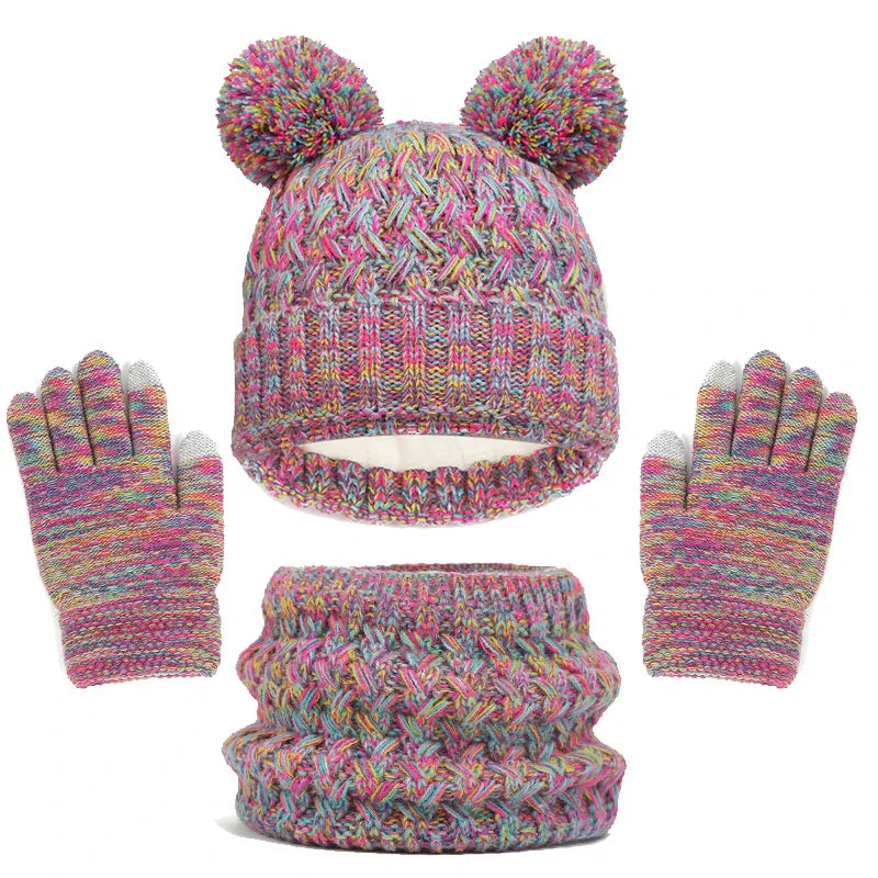 Imitation Cashmere Winter Baby Hat Gloves Scarf Set