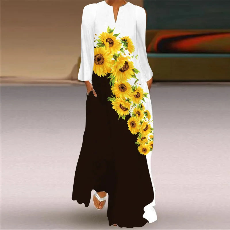 Plus Size Lady Autumn Winter Long Dress Women