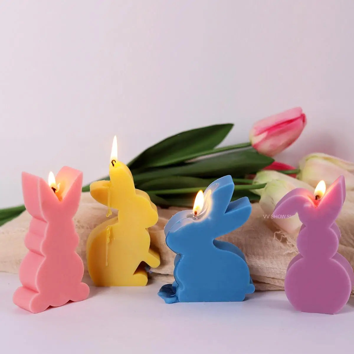 Cute Squatting Rabbit Silicone Mold 3D Animal Candle