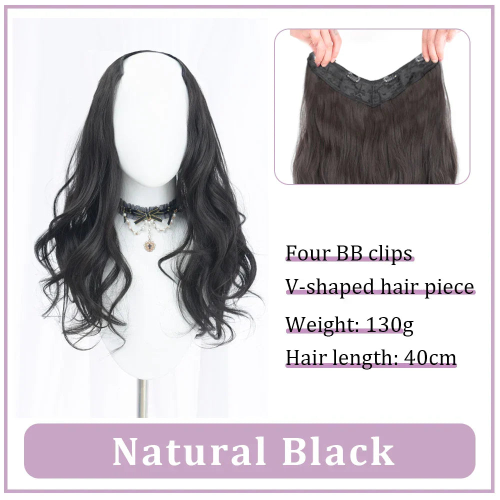 WEILAI Women's V-Shaped Long Hair Extension Synthetic Wig