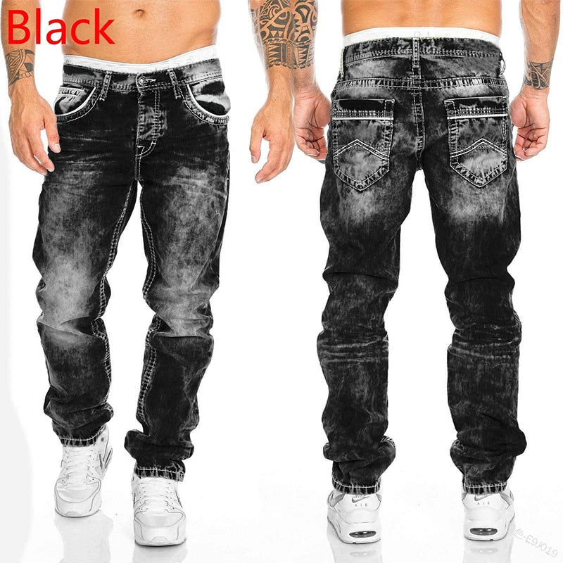 Straight Jeans Man Vintage Wash Denim pants Spring
