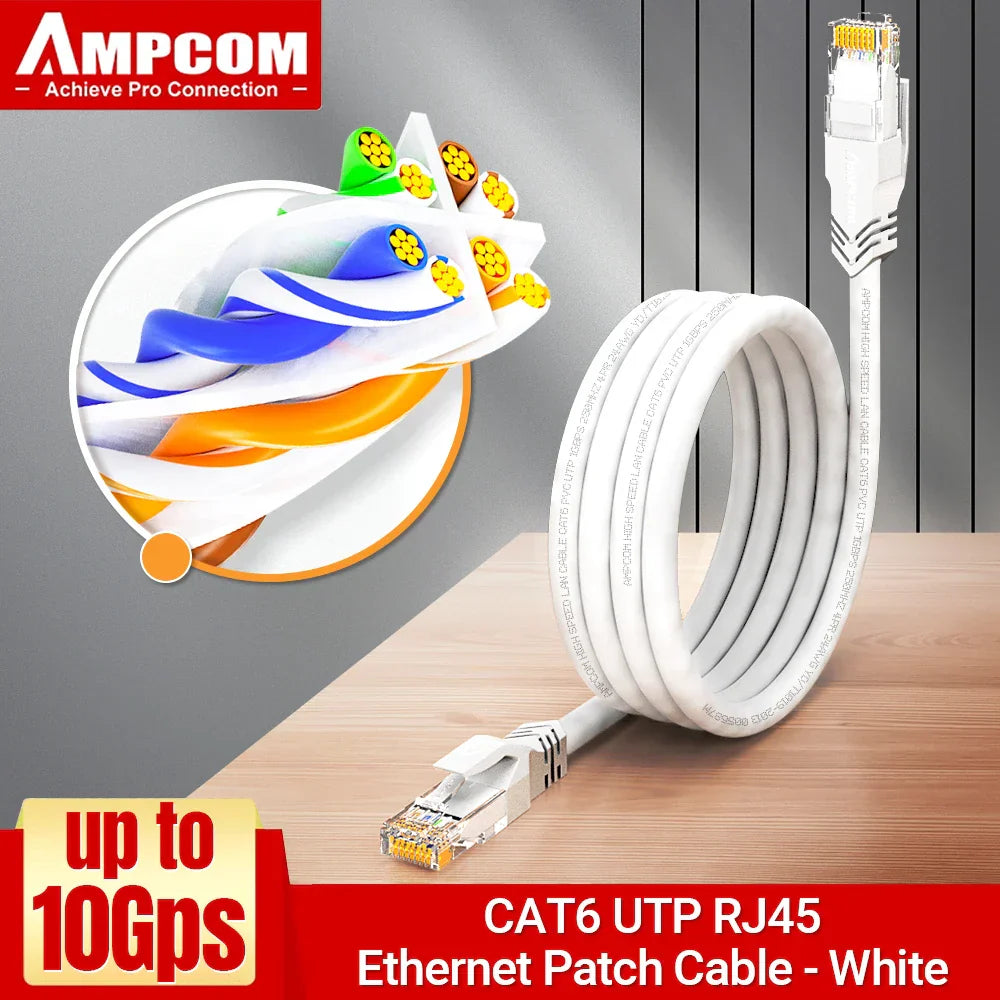 AMPCOM RJ45 Ethernet Cable, Cat6 Lan Cable (24AWG)