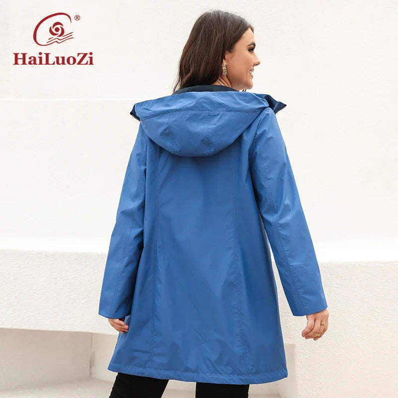 HaiLuoZi 2022 Womens Trench Coat Plus Size Jacket