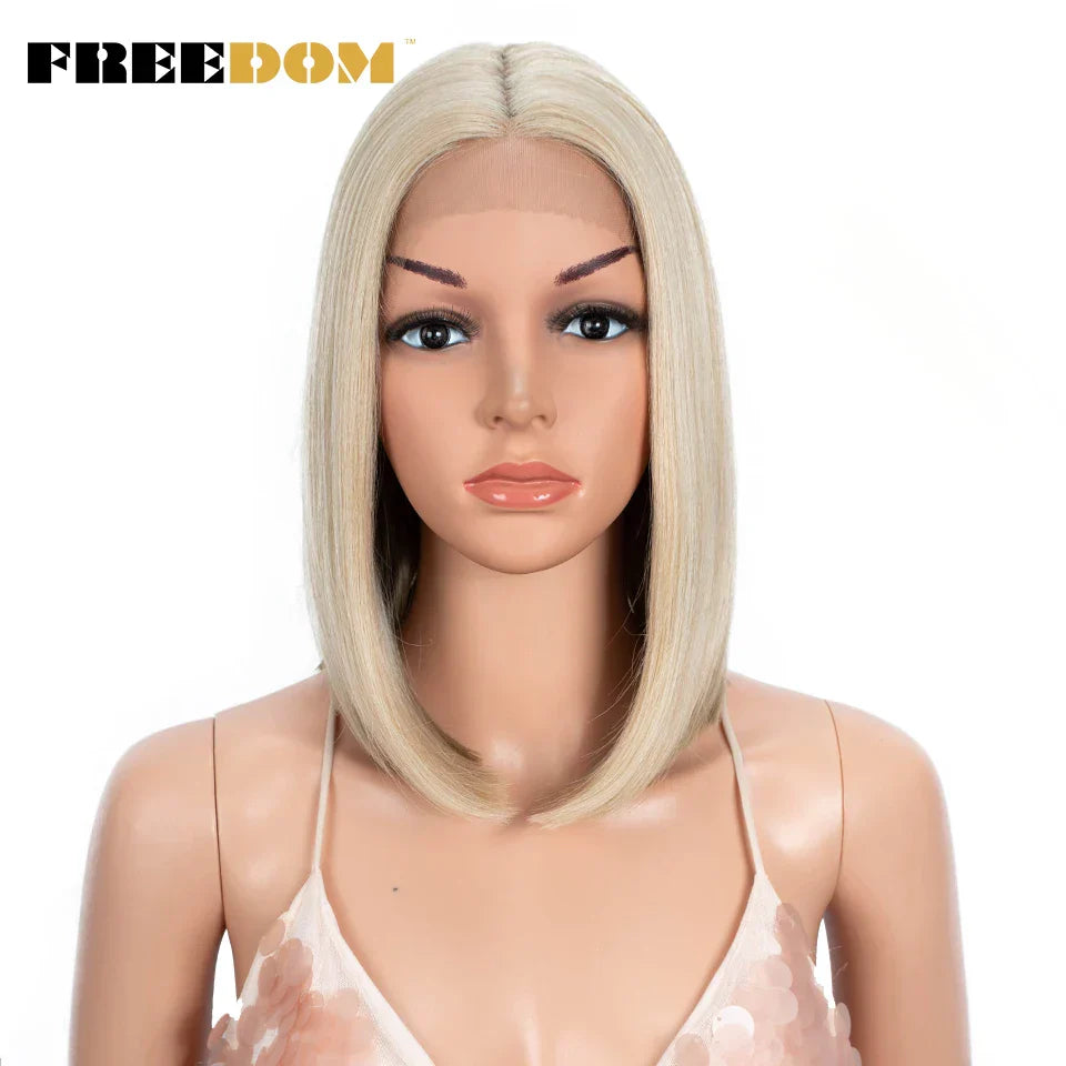 FREEDOM Straight Synthetic Lace Wigs Short Bob Ombre