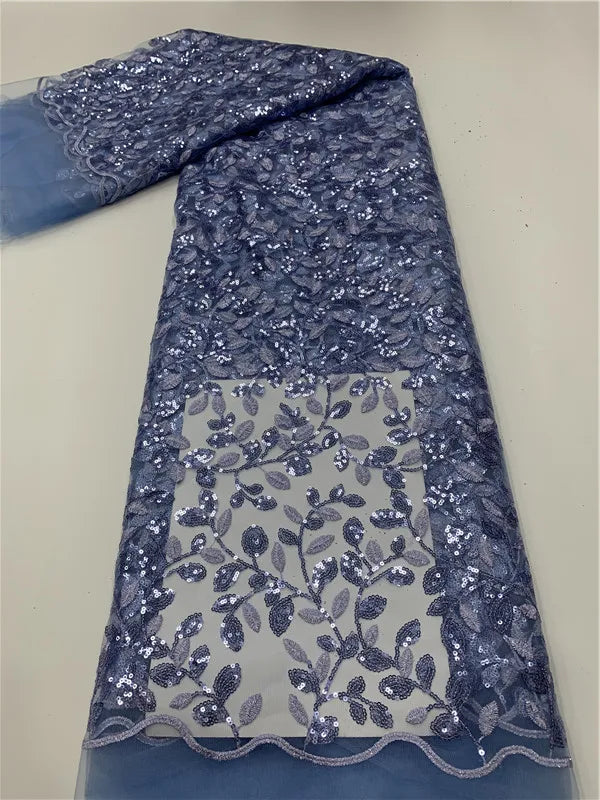 Green French Sequins Net Lace Fabric 2023 High