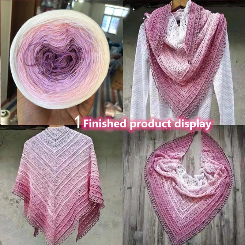 300g Cake Gradient Color Crocheted Shawl Blanket DIY