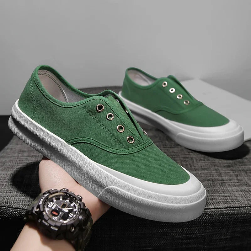 Men Canvas Shoes Fashion Solid Color Men Vulcanized