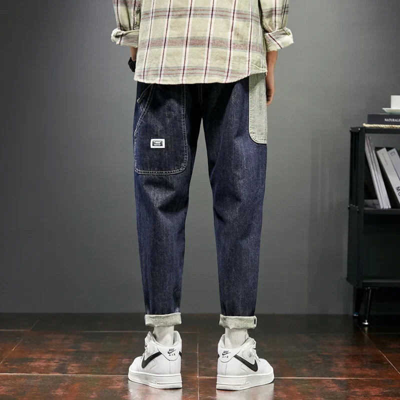 Jeans Men Dark Blue Loose Fit Spring and