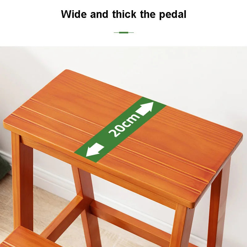 Step Stool Solid Wood Folding Ladder Chair Home