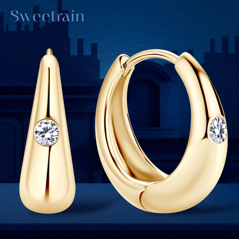 Sweetrain 2.5mm Moissanite Hoop Earrings For Women 925