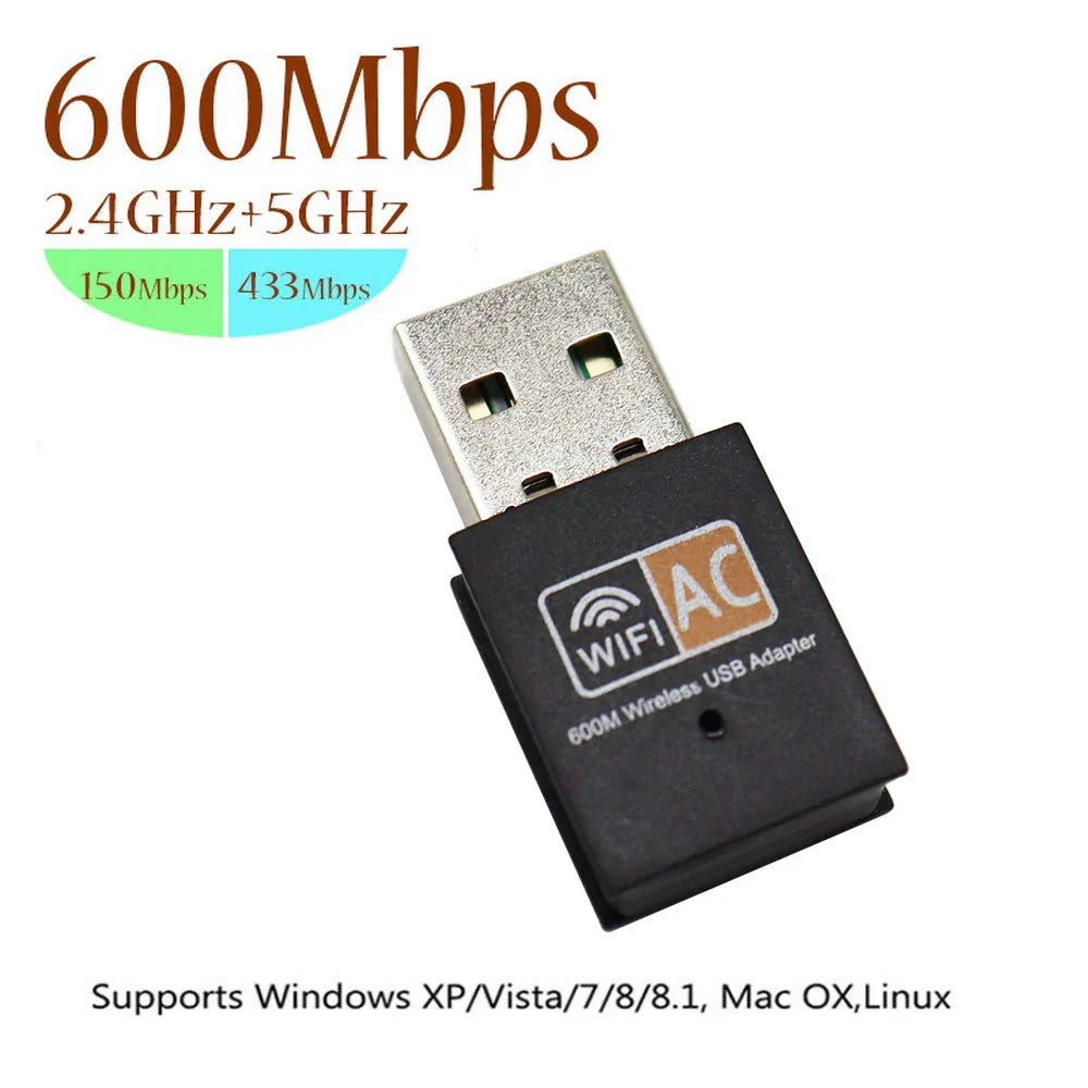 USB WiFi Adapter 600Mbps 2.4GHz 5GHz WiFi Antenna