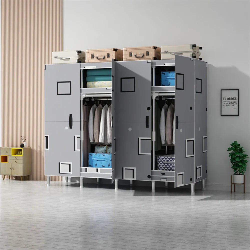LEEGOHOME Wardrobes Closet Cloth Bedroom Furniture 85/125/166/207x45x170cm 26mmSteel