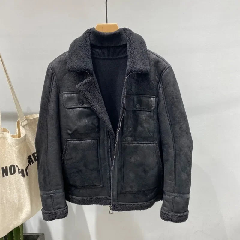 Men's Thickened Leather Jacket Autumn Winter New Casual