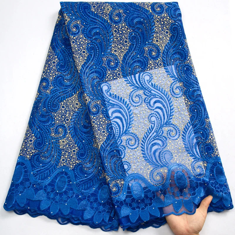 SJD LACE African Lace Fabric with Crystal 2024