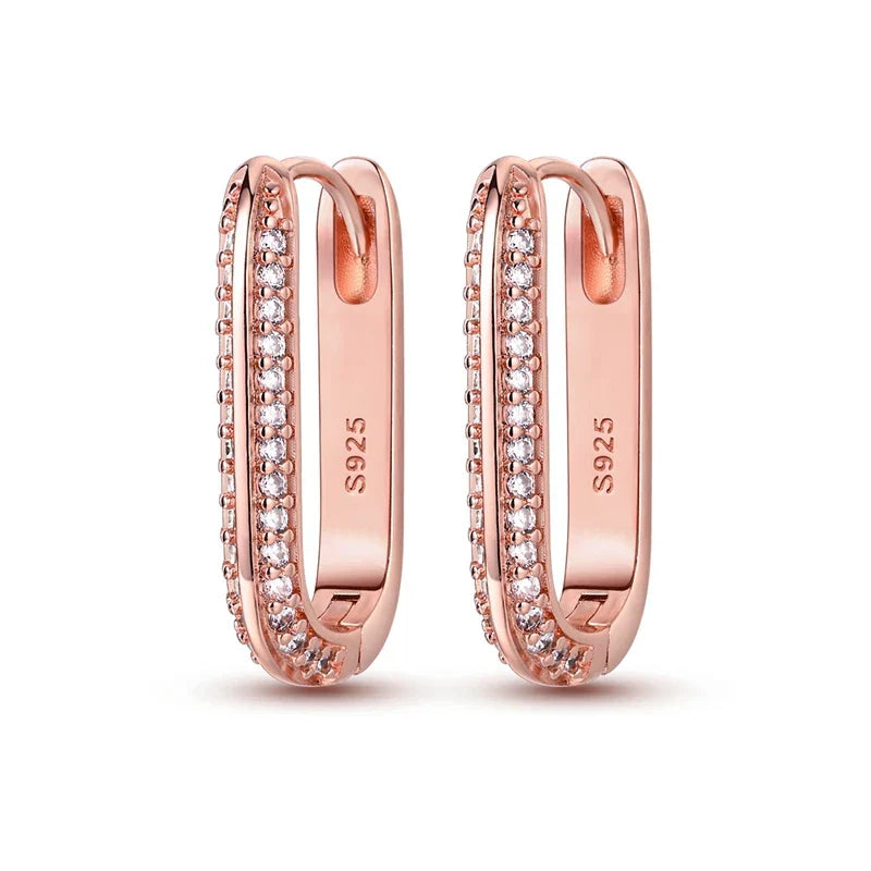 Rose Gold Hoop Earrings For Women 925 Silver