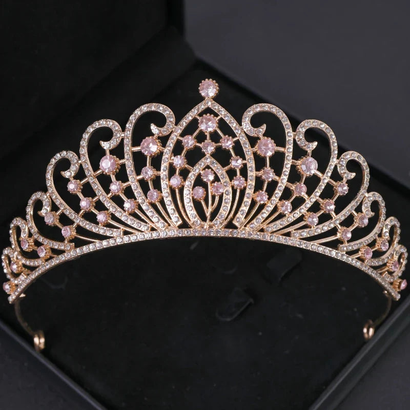 Pink Crystal Tiaras And Crowns Rhinestone Prom Diadem