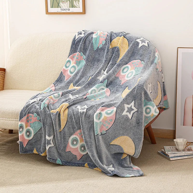 Glow in The Dark Throw Blanket Luminous Unicorns
