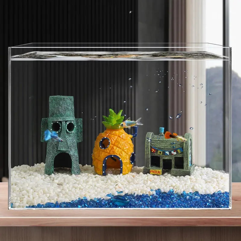 Cartoon Fish Tank Decor Figures Ornaments Simulation Resin