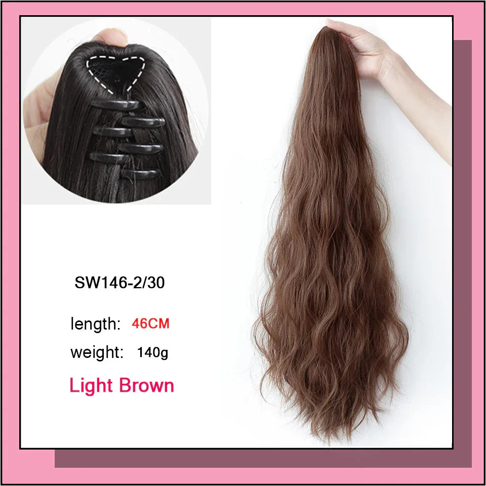 AS Long Wavy Straight Claw Clip On Ponytail