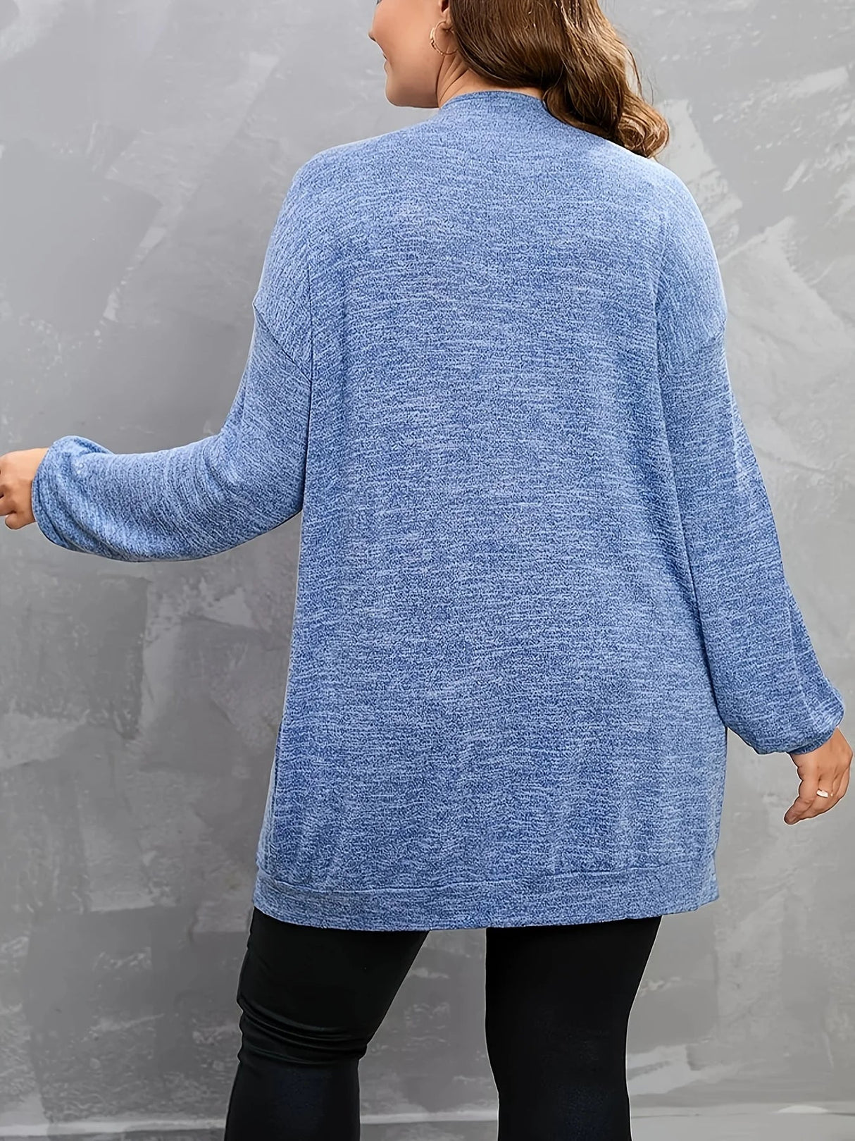 Plus Size Casual Cardigan, Women's Plus Heathered Button