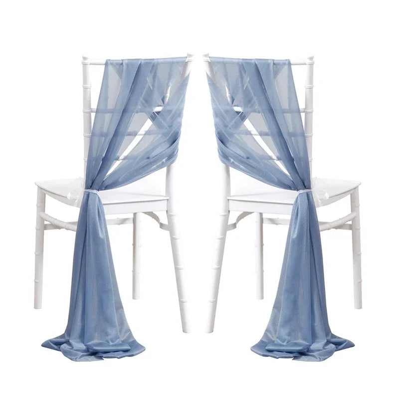 24 Pcs 17x250cm Green Chiffon Chair Sashes 12