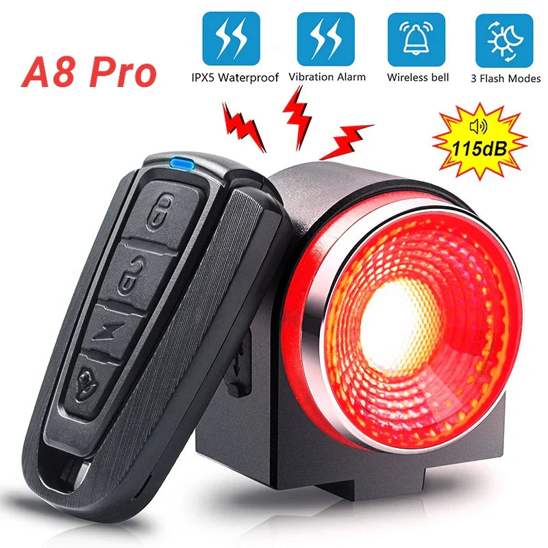 Bicycle Rear Lamp Braking Light Burglary Alarm Remote