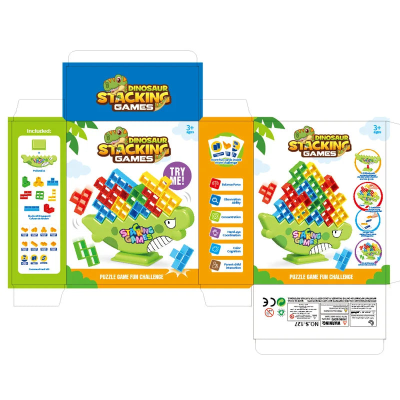 64PCS Dinosau Tetra Tower Fun Balance Stacking Building