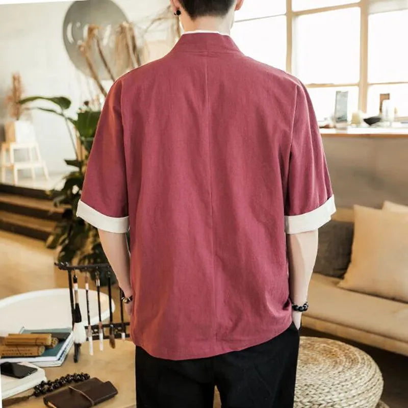 Summer Mens Kimono Jackets Cardigan Lightweight Casual Cotton