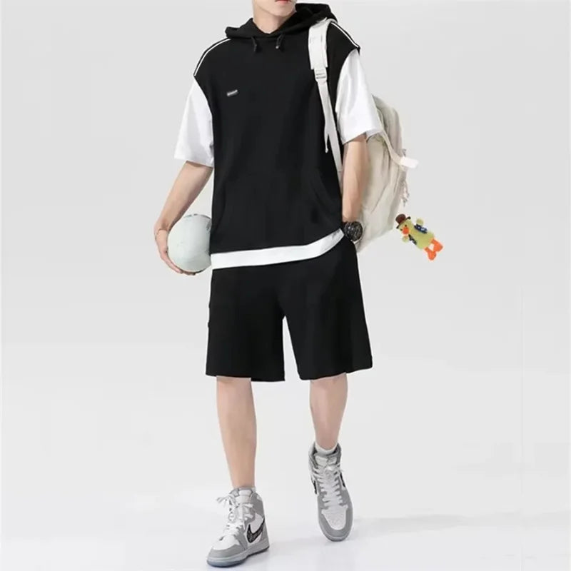 Summer Men's Large Size Sports Suit Breathable Casual